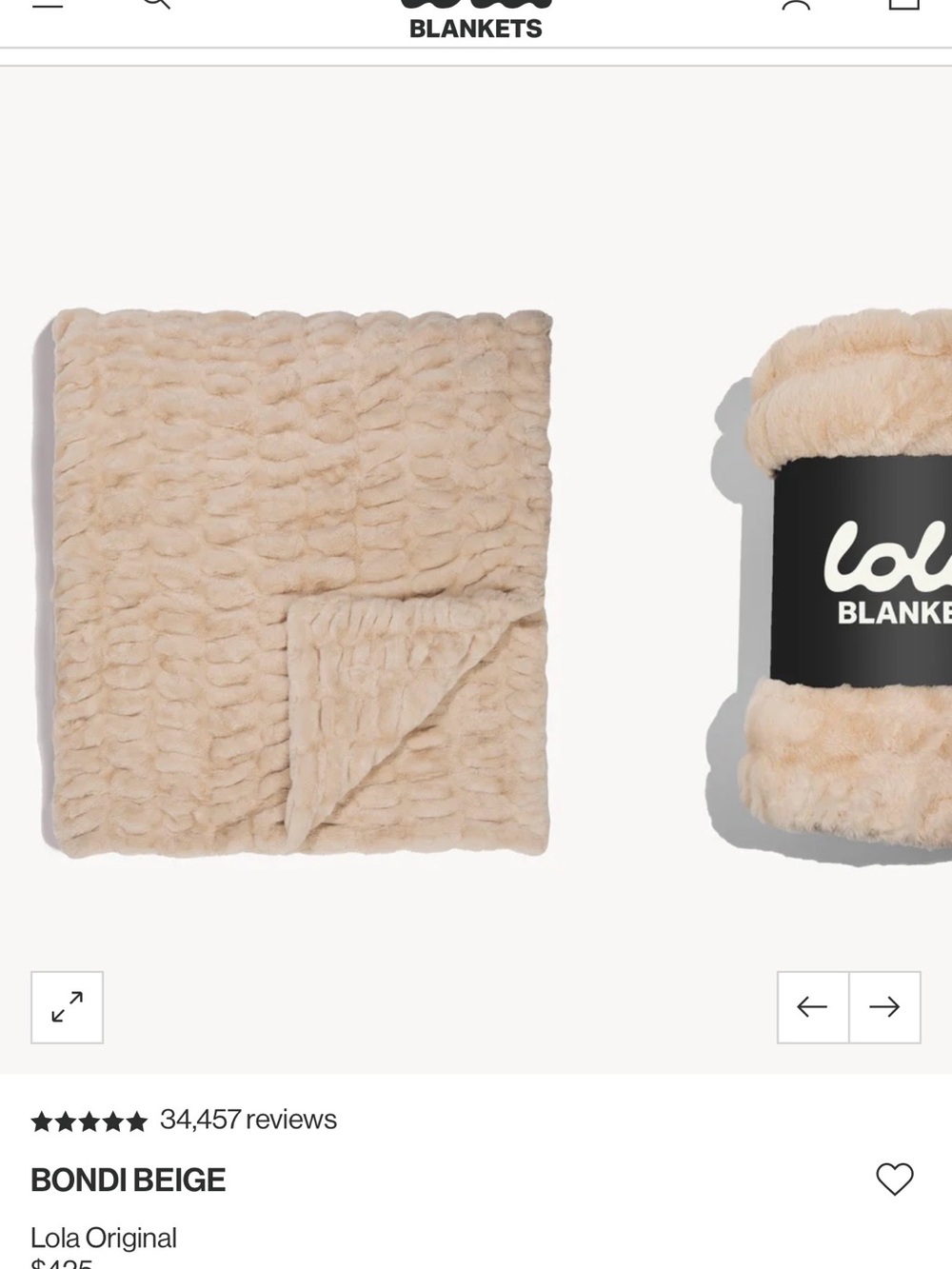 lola Plush Throw Blanket in Bondi Beige